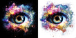 colorful cosmic eye in universe made of stars, clouds and galaxies swirls and stardust, fantasy vision effect, on black and transparent PNG background