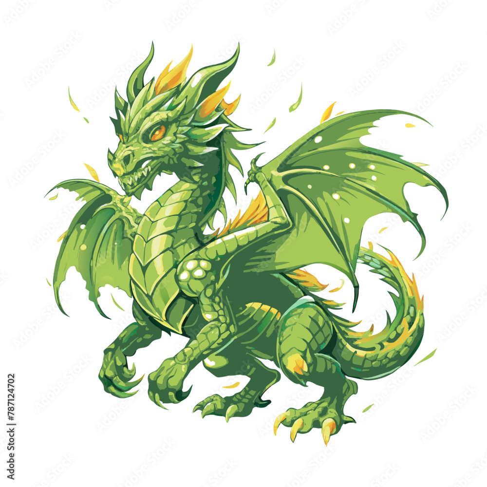 green dragon on white background Stock Vector | Adobe Stock