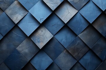 Poster - A close-up image displaying a diagonal blue pattern with a textured surface that plays with light and shadow