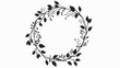 The wreath consists of leaves and berries arranged in a simple white and black frame. Decoration for invitations, greeting cards, posters.