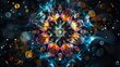 Mandala colorful vibration color black background