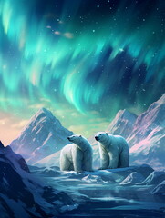 Wall Mural - polar bear in the region