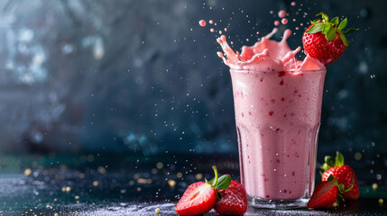 strawberry smoothie in glass