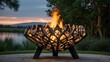 © sitifatimah - Modern outdoor fire pit with roaring flame
