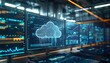 Dynamic workplace showcases real-time cloud computing data on digital screens
