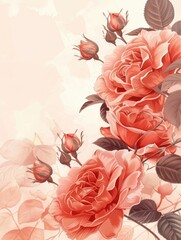 Poster - Elegant and Romantic Rose Floral Design with Blank Space for Text