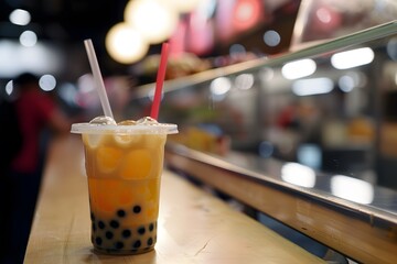 Canvas Print - fresh bubble tea with milk