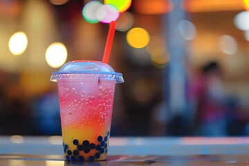 Canvas Print - fresh bubble tea with milk