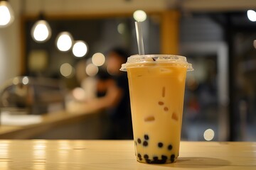 Poster - fresh bubble tea with milk