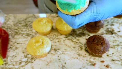 Sticker - Decorating Cupcakes with Cactus-Shaped Buttercream Frosting