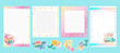 Funny mermaids weekly planner and note pages vector set