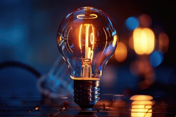 Poster - Illuminating Innovation - Glowing Light Bulb Symbolizing Creativity,Invention,and Breakthrough Ideas for the Future