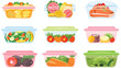 Plastic lunch food storage container icon vector illustration