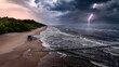 Lifeguard tower inundated during lightning storm at Baltic Sea, Poland