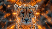 Intricate Kaleidoscopic Rendition Of A Swift And Agile Cheetah, With Dynamic Patterns And Warm Colors