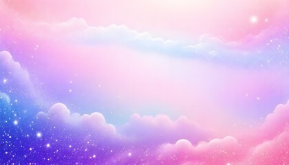 Wall Mural - a pastel rainbow unicorn background including sparkling stars. a hazy, pink fantasy sky. charming ho