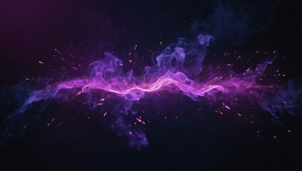 Wall Mural - Dark abstract bokeh background, magic smoke and sparks, neon purple.