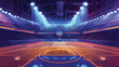 Shining basketball court with wooden floor vector illustration