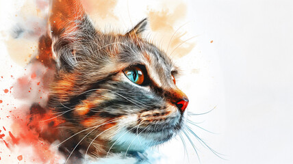 Wall Mural - A cat with a blue eye is staring at the camera