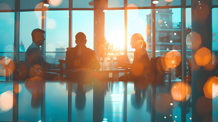 Poster - Professional project managers group negotiating in boardroom at meeting Boss discussing with creative team the concept of business strategy in their project Fun at work Copy space : Generative AI