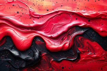 Poster - This fluid art captures the movement of red and black, conveying passion and the complexity of emotions
