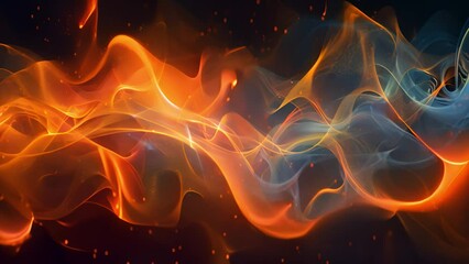 Poster - Blue and Orange Swirl on Black Background