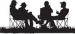 workers taking a break and enjoy it. silhouette of labors taking rest after completing work, hangout with friends. vector icon
