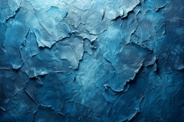Poster - A close-up of blue cracked and peeling paint texture, depicting decay and patterns