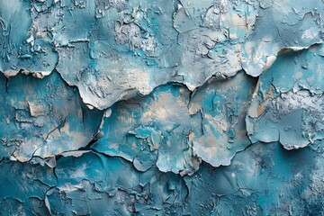 Poster - Turquoise paint peeling from a wall, representing the concept of old versus new and decay