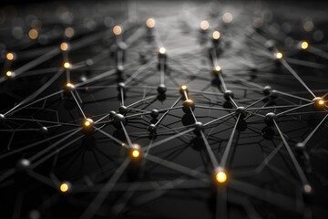 Poster - Conceptual image of a network with glowing connections highlighting communication and technology