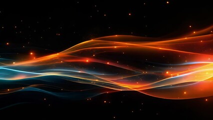 Poster - Abstract Black Background With Orange and Blue Lines