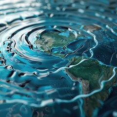 Poster - An abstract 3D scene of water ripples forming the globe to raise awareness for World Water Day. 
