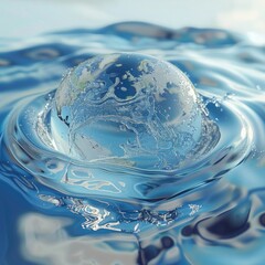 Poster - An abstract 3D scene of water ripples forming the globe to raise awareness for World Water Day.
