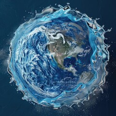 Poster - An abstract 3D scene of water ripples forming the globe to raise awareness for World Water Day. 