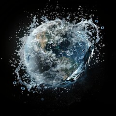 Poster - A visually stunning 3D concept of water droplets forming the shape of the Earth to promote awareness for World Water Day.