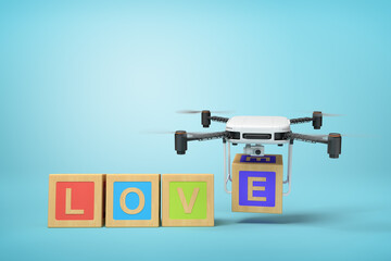 Poster - 3d rendering of ABC blocks and drone