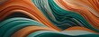 Modern soft curvy waves background illustration with tangerine orange, peach, and seafoam green color.