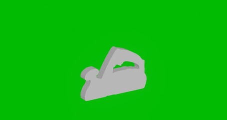 Poster - Animation of rotation of a white electric plane symbol with shadow. Simple and complex rotation. Seamless looped 4k animation on green chroma key background