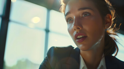 Poster - These numbers look fantastic Cropped shot of an attractive young businesswoman addressing her colleagues during a meeting in the boardroom : Generative AI