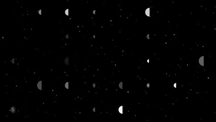 Poster - Template animation of evenly spaced semicircle symbols of different sizes and opacity. Animation of transparency and size. Seamless looped 4k animation on black background with stars
