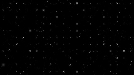 Poster - Template animation of evenly spaced zodiac pisces symbols of different sizes and opacity. Animation of transparency and size. Seamless looped 4k animation on black background with stars