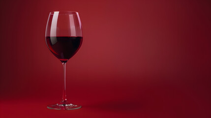 Poster - Glass of red wine on a red background : Generative AI