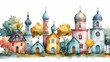 a clipart set that is different watercolor illustrations of wedding chapels