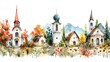 a clipart set that is different watercolor illustrations of wedding chapels