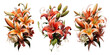 Orchid flower, Gelbe Narzissen on a transparent background Vertical botanical illustrations.