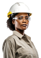 Poster - PNG  African american woman helmet portrait working. AI generated Image by rawpixel.