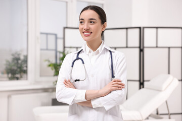 Sticker - Medical consultant with glasses and stethoscope in clinic