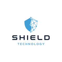 Poster - Modern Shield with Digital Wire Line dots For Futuristic Security Protection Technology Logo Design