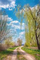 Poster - Beautiful nature with blooming willow branches.