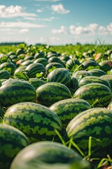 Wall Mural - watermelons in the field close-up. Selective focus